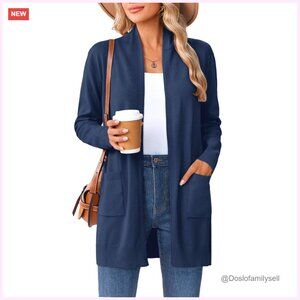 Lightweight Long Cardigan with Pockets, Open Front Duster Sweater for Layering